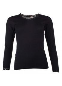 Engel Shirt L/S mit Spitze Merinounterwäsche Damen (Gr 34/36 |schwarz)