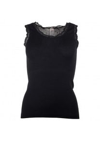 Engel Achselshirt mit Spitze Merinounterwäsche Damen (Gr 34/36 |schwarz)