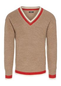 J. Lindeberg J.Lindeberg, Herren Pullover 'Landon Dense', Hellbraun / Hellrot / Wei&szlig;