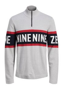 Jack & Jones JACK & JONES, Herren Pullover, Hellgrau / Feuerrot / Schwarz / Wei&szlig;