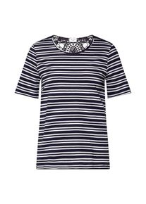 Jacqueline de Yong, Damen Shirt 'JDYNOMA S/S CROCHET JRS', Blau / Wei&szlig;