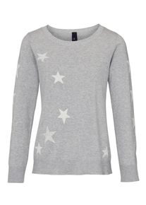 Heine, Damen Feinstrickpullover, Graumeliert / Wei&szlig;