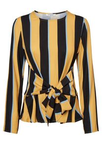 Pieces, Damen Bluse, Hellblau / Goldgelb / Schwarz
