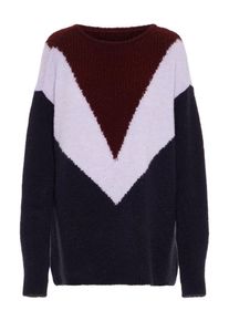 Y.A.S, Damen Pullover, Graumeliert / Rot / Wei&szlig;meliert
