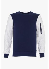 PLUS EIGHTEEN, Herren Sweatshirt, Blau / Offwhite