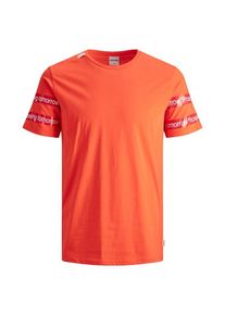 Jack & Jones JACK & JONES, Herren T-Shirt, Orangerot / Feuerrot / Wei&szlig;