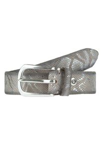 B.belt Handmade In Germany, Damen Lederg&uuml;rtel mit Metallic-Schlangenprint, Hellbeige / Mischfarben / Silber