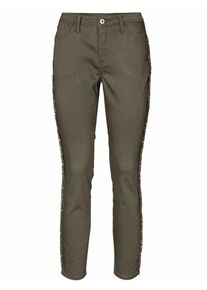 Heine, Damen Five-Pocket-Hose mit Spitze, Oliv