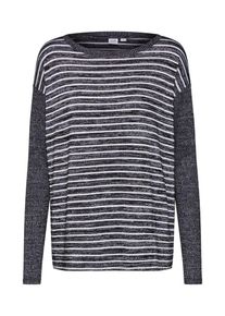GAP, Damen Pullover 'LS SFTSPN BOATNECK STR', Basaltgrau / Wei&szlig;