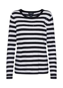 DKNY, Damen Pullover 'L/S CREW NECK LUREX STRIPE PO W/ SEQUINS', Schwarz / Wei&szlig;