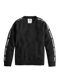 Hollister, Herren Sweatshirt 'BTS TAPING CREW 2CC', Schwarz / Wei&szlig;