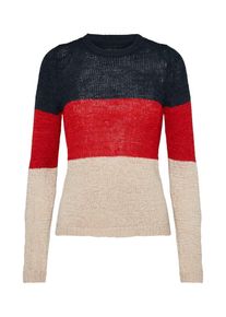 Only, Damen Strickpullover 'GEENA', Nachtblau / Puder / Rot