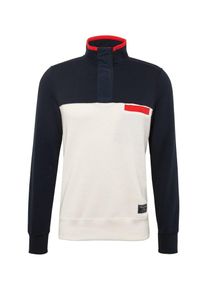 Abercrombie & Fitch Abercrombie & Fitch, Herren Sweatshirt 'BLOCKED NYLON HZ MOCK', Navy / Wei&szlig;