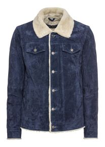 Freaky Nation, Herren Lederjacke 'Wayne', Beige / Dunkelblau