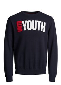 Jack & Jones JACK & JONES, Herren Sweatshirt 'Grafik', Navy / Rot / Wei&szlig;