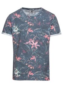Key Largo, Herren T-Shirt 'MT JUNGLE round', Rauchblau / Rosa