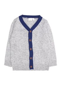 name it, Strickjacke 'NMMOLRIK LS KNIT CARD', Dunkelblau / Graumeliert