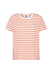 Wood Wood, Damen T-Shirt 'UMA', Orange / Wei&szlig;
