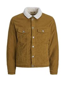 Jack & Jones JACK & JONES, Herren Jacke 'ALVIN SHERPA AKM 555', Dunkelgelb / Wei&szlig;