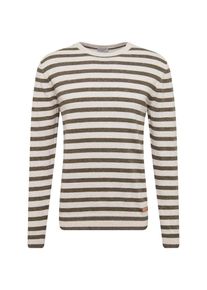 Esprit, Herren Sweatshirt 'plaitet str cn', Khaki / Wei&szlig;