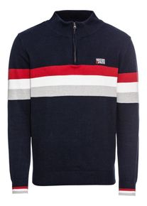INDICODE JEANS, Herren Pullover 'Glasshouse', Navy / Rot / Wei&szlig;