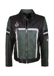Gipsy, Herren Lederjacke 'Emmet', Dunkelgr&uuml;n / Schwarz