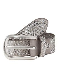 B.belt Handmade In Germany, Damen Nieteng&uuml;rtel, Silbergrau