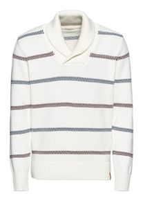 KnowledgeCotton Apparel, Herren Pullover 'Knit', Blau / Wei&szlig;