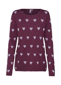 Q/S Designed By, Damen Pullover, Beere / Wei&szlig;