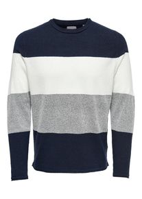 Only & Sons Only & Sons, Herren Pullover, Navy / Graumeliert / Wei&szlig;