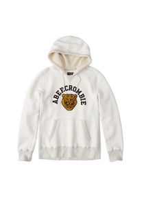 Abercrombie & Fitch Abercrombie & Fitch, Herren Sweatshirt 'HERITAGE VARSITY LOGO POPOVER', Wei&szlig;