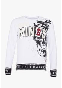 PLUS EIGHTEEN, Herren Sweatshirt, Schwarz / Wei&szlig;