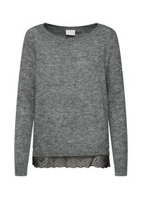 Vila, Damen Pullover, Graumeliert / Schwarz