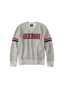 Abercrombie & Fitch Abercrombie & Fitch, Herren Pullover 'CORE LOGO CREW', Grau / Rot