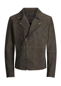 Jack & Jones JACK & JONES, Herren Lederjacke 'JPRSHAWN SUEDE BIKER', Dunkelgrau
