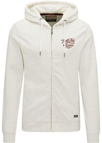 PETROL INDUSTRIES, Herren Sweatjacke 'Sweater Hooded', Weinrot / Naturwei&szlig;