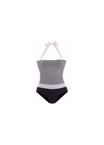 Lascana, Damen Bandeau-Badeanzug, Grau / Schwarz / Wei&szlig;