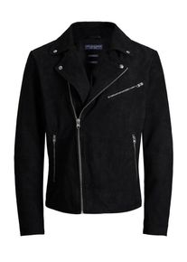 Jack & Jones JACK & JONES, Herren Lederjacke 'JPRSHAWN SUEDE BIKER', Schwarz