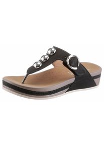 Rieker, Damen Sandale, Taupe / Schwarz