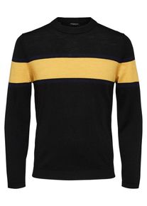 Selected Homme, Herren Strickpullover, Blau / Gelb / Schwarz