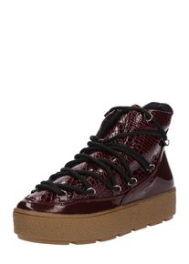 Lost Ink, Damen Sneaker 'GABBI PATENT SNAKE MIX PADDED LACE UP', Burgunder