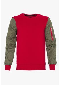 PLUS EIGHTEEN, Herren Sweatshirt, Khaki / Rot