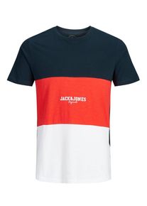 Jack & Jones JACK & JONES, Herren T-Shirt, Nachtblau / Rot / Wei&szlig;