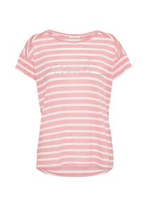 Twenty Tees, Damen T-Shirt 'Smile Ringel', Rosa / Wei&szlig;