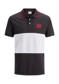 Jack & Jones JACK & JONES, Herren Poloshirt, Dunkelgrau / Pink / Wei&szlig;