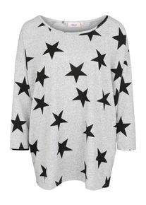 Only Carmakoma, Damen Shirt 'carALBA 3/4 TOP', Hellgrau / Schwarz