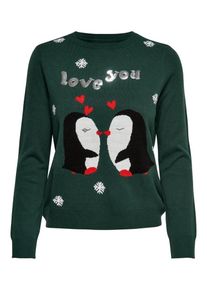 Only, Damen Pullover, Gr&uuml;n / Rot / Schwarz / Wei&szlig;