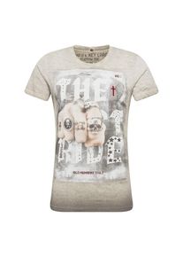Key Largo, Herren Shirt 'LAST RIDE', Silbergrau / Mischfarben