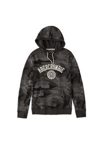 Abercrombie & Fitch Abercrombie & Fitch, Herren Sweatshirt 'CORE LOGO POPOVER BLACK CAMO 1C', Grau / Anthrazit / Schwarz / Wei&szlig;