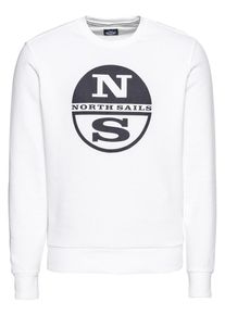 North Sails, Herren Sweatshirt 'ROUND NECK W/GRAPHIC', Schwarz / Wei&szlig;